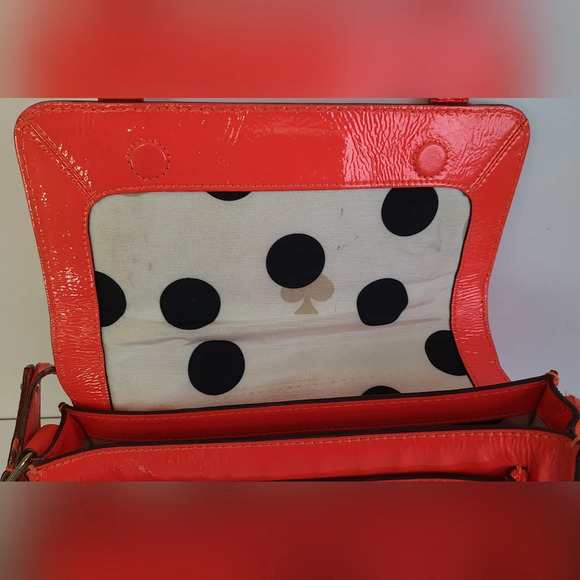 Kate Spade Neon Coral New York Flicker Ellie Patent Leather Clutch Crossbody Bag - Picture 7 of 10